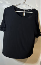 Load image into Gallery viewer, INC International Concepts Womens Black Short Sleeve Round Neck Blouse Top Sz L
