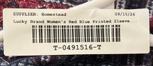 Load image into Gallery viewer, Lucky Brand Womens Red Blue Printed Sleeveless Tie-Neck Blouse Top Size M
