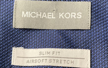 Load image into Gallery viewer, Michael Kors Mens Blue Slim Fit Collared Long Sleeve Dress Shirt Size L 16 32/33

