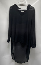 Load image into Gallery viewer, Zara Womens Black Long Sleeve V-Neck High-Low Tunic Blouse Top Size Medium
