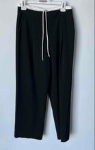 Load image into Gallery viewer, Zara Womens Black Front Adjustable Drawstring Wide-Leg Trousers Pants Size Small
