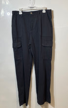 Load image into Gallery viewer, Zara Mens Black Pockets Stretch Flat Front Straight Leg Cargo Pants Size 12
