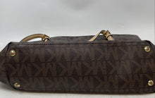 Load image into Gallery viewer, Michael Kors Womens Brown Signature Print Double Handle Shoulder Tote Handbag
