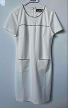 Load image into Gallery viewer, Karl Lagerfeld Womens White Short Sleeve Crew Neck Shift Dress Size 10
