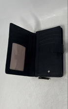 Load image into Gallery viewer, Kate Spade Womens Sylvia Black Crossgrain Leather Credit Card Slot Bifold Wallet
