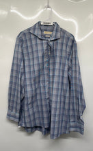 Load image into Gallery viewer, Michael Kors Mens Blue White Plaid Long Sleeve Non-Iron Dress Shirt Size 17
