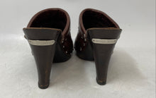 Load image into Gallery viewer, Michael Kors Womens Brown Leather Studded Slip-On Block Mule Heels Size 5.5M
