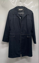 Load image into Gallery viewer, Tahari Womens Black Shoulder Pads Long Sleeve Pockets Collared Trench Coat Sz 14
