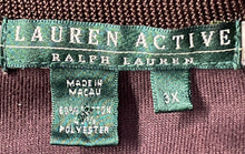 Load image into Gallery viewer, Lauren Active Ralph Lauren Womens Brown Long Sleeve Full-Zip Track Jacket Sz 3X
