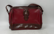 Load image into Gallery viewer, Liz Claiborne Womens Brown Red Pebbled Leather Zip Top Lined Crossbody Bag
