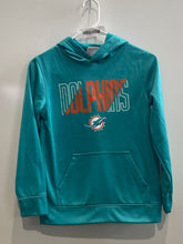 Load image into Gallery viewer, NFL Team Apparel Boys Aqua Miami Dolphins Long Sleeve Pullover Hoodie Size M
