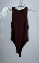 Load image into Gallery viewer, Zara Womens Brown Crew Neck Sleeveless Collarless Bodysuit Top Size Small
