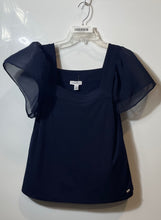 Load image into Gallery viewer, Calvin Klein Womens Blue Square Neck Short Sleeve Pullover Blouse Top Size M
