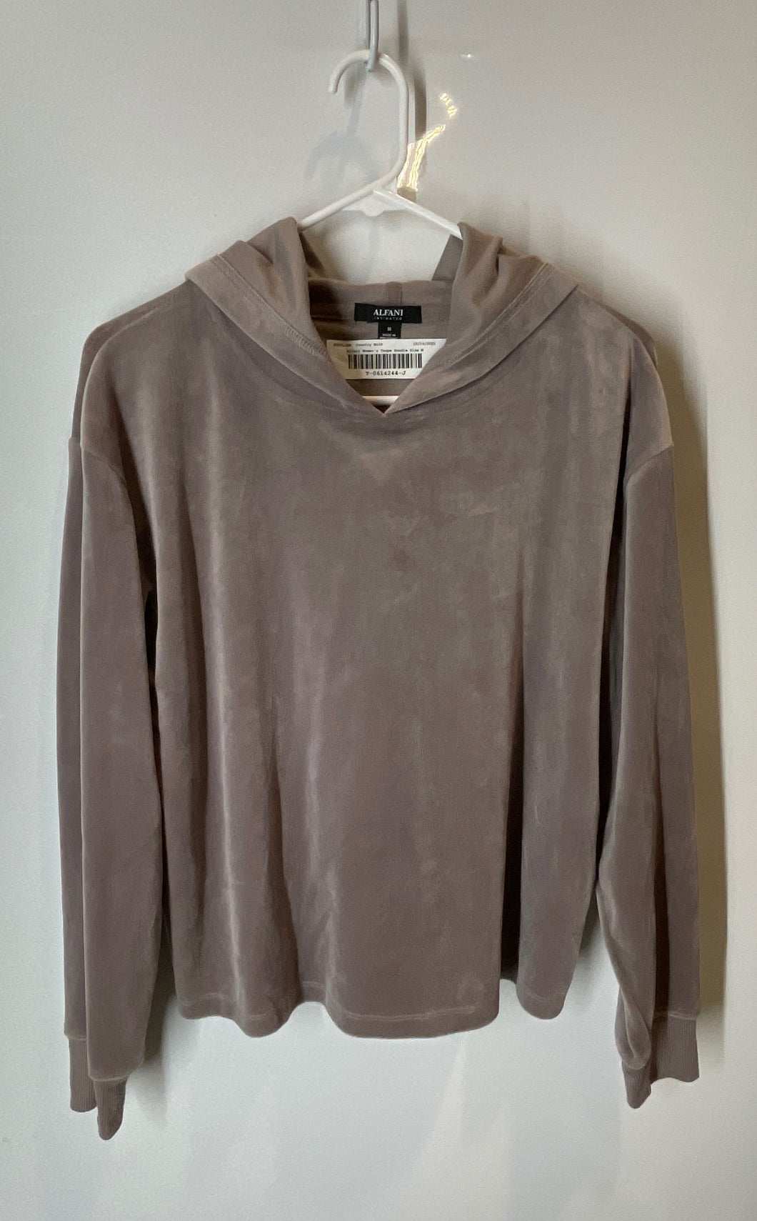 Alfani Womens Taupe Long Sleeve Stretch Pullover Hoodie Size Medium