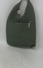 Load image into Gallery viewer, The Sak Womens Green Crochet Shoulder Strap Zipper Pockets Lined Hobo Bag
