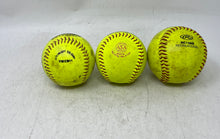 Load image into Gallery viewer, Lot Of 3 Pieces Rawlings Yellow Leather Fastpitch Practice Softball Balls
