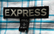 Load image into Gallery viewer, Express Mens Multicolor Plaid Cotton Long Sleeve Dress Shirt Size L 16-16.5
