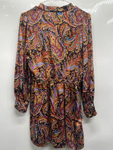 Load image into Gallery viewer, Zara Womens Multicolor Paisley Long Sleeve V-Neck Mini Dress Size Small
