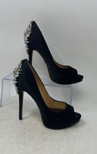Load image into Gallery viewer, Badgley Mischka Womens Kiara Black Peep Toe Slip-On Stiletto Pump Heels Size 6M
