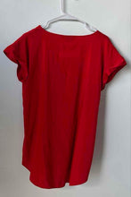 Load image into Gallery viewer, Express Womens Red Short Cap Sleeve V-Neck Pullover Blouse Top Size Large
