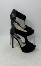 Load image into Gallery viewer, Michael Kors Womens Leighton Black Leather Open Toe Platform Heels Size 8M
