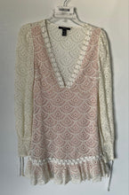 Load image into Gallery viewer, Forever 21 Womens White Pink Long Sleeve Pullover Peplum Hem Mini Dress Size M
