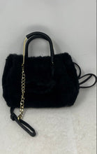 Load image into Gallery viewer, Isaac Mizrahi New York Womens Black Faux Fur Detachable Strap Crossbody Handbag
