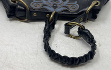 Load image into Gallery viewer, Kate Landry Womens Black Leather Studded Braided Strap Pleated Shoulder Bag

