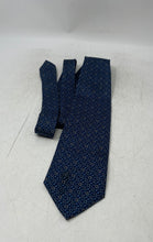 Load image into Gallery viewer, Lancel Paris Mens Blue Printed Silk Adjustable Keeper Loop Designer Tie
