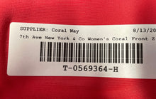 Load image into Gallery viewer, 7th Avenue New York &amp; Co Womens Coral Sleeveless Front Zip Blouse Top Size XS
