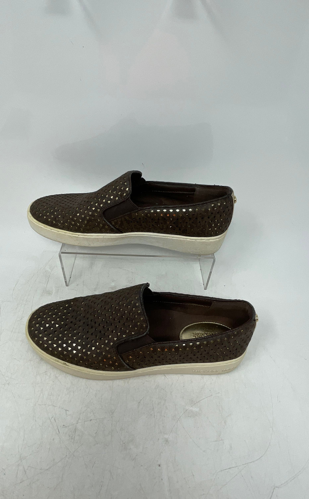 Michael Kors Womens Brown Leather Perforated Slip-On Low Top Sneaker Shoes Sz 9M