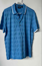 Load image into Gallery viewer, Hugo Boss Mens Blue Striped Print Slim-Fit Short Sleeve Golf Polo Shirt Size L

