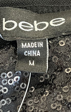 Load image into Gallery viewer, Bebe Womens Black Sequin Side Zip Party Cocktail Mini Skirt Size M With Tag
