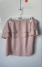 Load image into Gallery viewer, Express Womens Pink Collarless Ruffled Off The Shoulder Pullover Blouse Top Sz S

