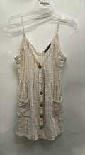 Load image into Gallery viewer, Zara Womens Beige Striped Spaghetti Strap Button Front Mini Dress Size Small
