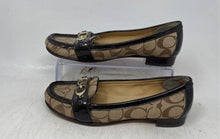 Load image into Gallery viewer, Coach Womens Brown Signature Canvas Patent Leather Trim Loafer Flats Size 6.5B
