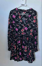Load image into Gallery viewer, Free People Womens Black Floral Long Sleeve Button Front Short Mini Dress Size S

