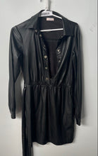 Load image into Gallery viewer, Liu Jo Womens Black Long Sleeve Collared Belted Shirt Dress Size 2
