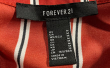 Load image into Gallery viewer, Forever 21 Womens Red Striped Short Sleeve Knot Button Front Cropped Top Size M
