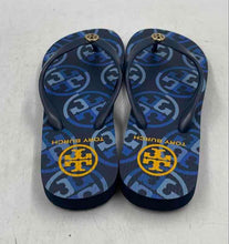 Load image into Gallery viewer, Authentic Tory Burch Womens Blue Printed Slip-On Flip-Flop Sandals Size 5M
