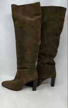 Load image into Gallery viewer, Zara Womens Brown Suede Round Toe Pull-On Block Heel Knee High Boots Size EUR 37
