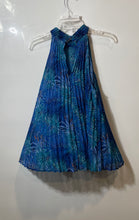 Load image into Gallery viewer, Jennifer Lopez Womens Blue Sleeveless Pleated Halter Neck Blouse Top Size 0X

