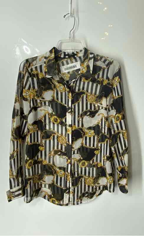 Forever 21 Womens Multicolor Striped Long Sleeve Collared Button-Up Shirt Size S