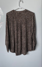 Load image into Gallery viewer, Michael Kors Womens Brown Black Animal Print Long Sleeve Blouse Top Size M
