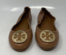 Load image into Gallery viewer, Authentic Tory Burch Womens Minnie Brown Leather Slip-On Ballet Flats Size 5.5
