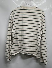 Load image into Gallery viewer, H&amp;M Mens Beige Striped Cotton Long Sleeve Loose Fit Pullover T-Shirt Size M
