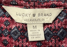 Load image into Gallery viewer, Lucky Brand Womens Red Blue Printed Sleeveless Tie-Neck Blouse Top Size M
