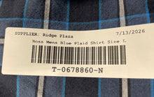 Load image into Gallery viewer, Boss Mens Blue Plaid Organic Cotton Regular Fit Button-Up Shirt Size Large
