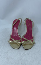 Load image into Gallery viewer, Kate Spade New York Womens Gold Leather Bow Stiletto Slingback Sandals Size 8B
