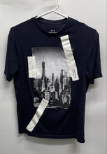 Load image into Gallery viewer, Armani Exchange Mens Navy Blue City Skyline Cotton Graphic T-Shirt Size Small
